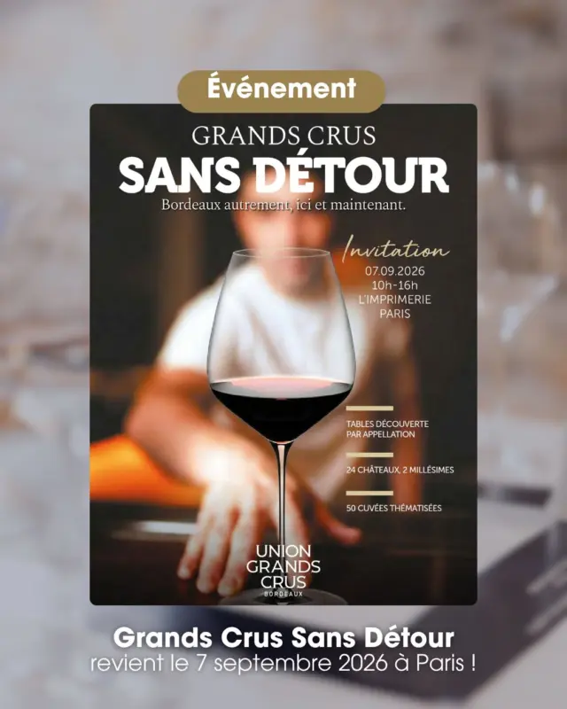 Qui a dit que les Grands Crus de Bordeaux sont intimidants ? 

Il est temps d'en discuter… autour d'un verre ! 🍷

Grands Crus Sans Détour arrive à Paris !

Venez vivre et déguster les Grands Crus de Bordeaux autrement, d’une manière plus directe, plus spontanée, plus vivante, avec des vins qui se dégustent sans préjugés... et sans attendre.

Le 7 septembre, les Vigneronnes et Vignerons iront d'abord à la rencontre des professionnels du vin pour une journée de dégustation. Puis, ils rejoindront les tables intimistes de restaurants parisiens !
 
📍 Trois rendez-vous :
• @lepetitsommelierparis_bistrot avec @pierre_vila_palleja 
• @restozinc avec Yann Dialoguent
• Soirée barbecue tout feu tout flamme chez @duclot 

🍷 Bordeaux autrement, ici et maintenant ! 

Contact et inscriptions : Paola Pano - @clairdelunefab 

#GrandsCrusSansDétour #Paris #GrandsCrusdeBordeaux #Dégustation