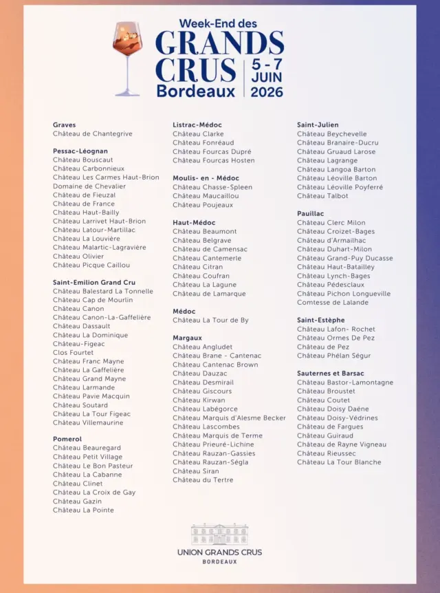 🌞🍷 𝗪𝗲𝗲𝗸-𝗘𝗻𝗱 𝗱𝗲𝘀 𝗚𝗿𝗮𝗻𝗱𝘀 𝗖𝗿𝘂𝘀 𝗱𝗲 𝗕𝗼𝗿𝗱𝗲𝗮𝘂𝘅

Rendez-vous le samedi 6 juin de 10h à 17h au Hangar 14 pour la Grande Dégustation !

Plus de 100 Châteaux seront présents, lors de cette 20ème édition, pour vous faire déguster le millésime 2023 ainsi qu'un second millésime. 

On se retrouve là bas ? 

Prenez vos places sur UGCB.net ou via le lien en bio. 

#WGC #Bordeaux #GrandsCrusdeBordeaux #ugcb